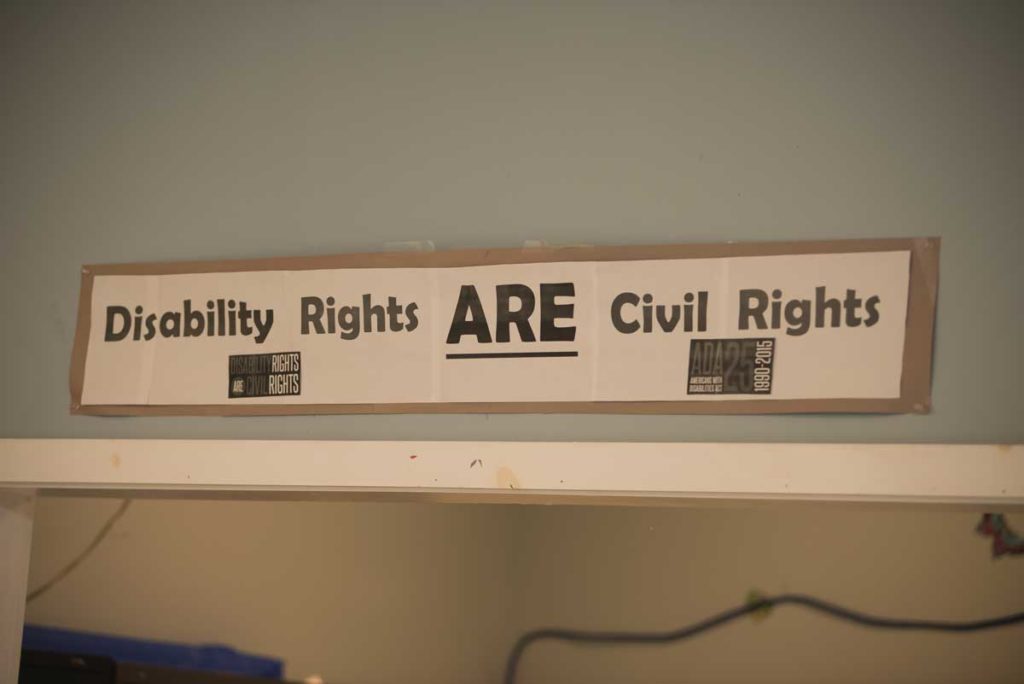 A poster that reads: "Disability rights are civil rights."